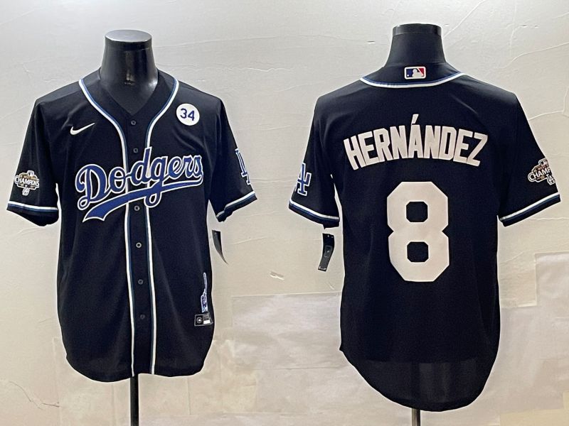 Men Los Angeles Dodgers #8 Hernandez Black Fashion Game 2025 Nike MLB Jersey style 30613->los angeles dodgers->MLB Jersey
